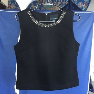Cynthia Rowley black bejeweled top